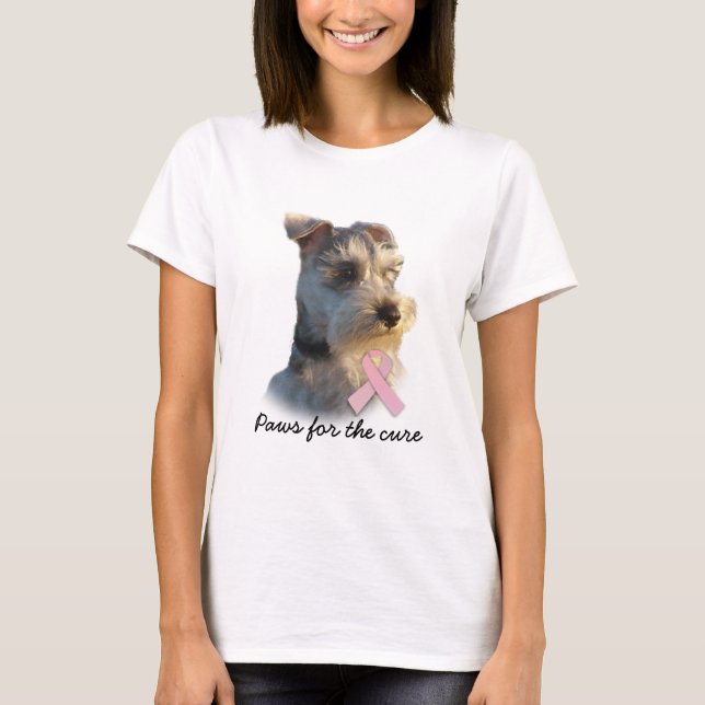 Camisa das senhoras do cancro da mama do Schnauzer (Frente)