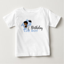 Camisa de 1º Aniversário de Menino Afro-Americano 