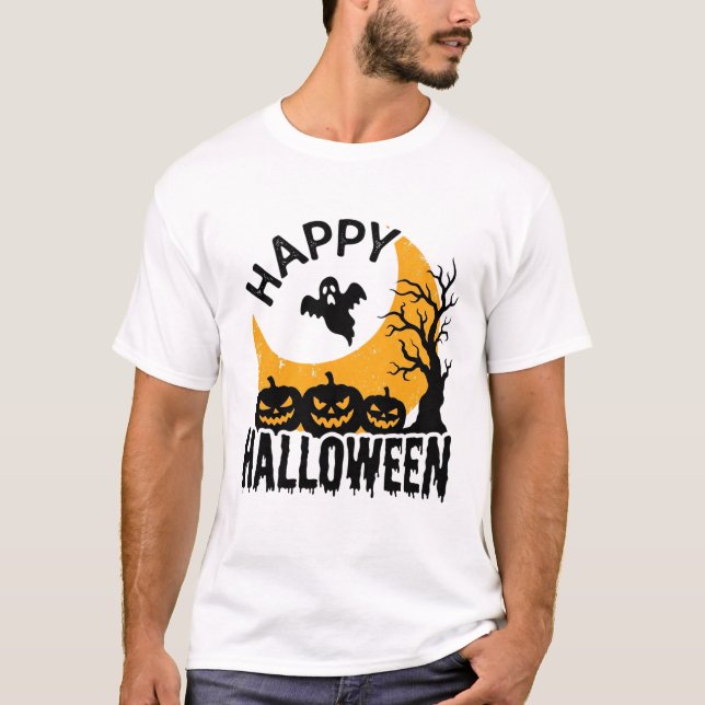 Camisa de Abóbora de Fantasma Feliz de Halloween V (Frente)