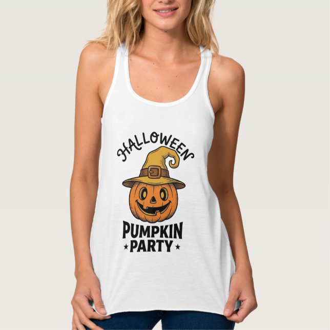 Camisa de Abóbora de Halloween Chapéu de Bruxa Vin (Frente)