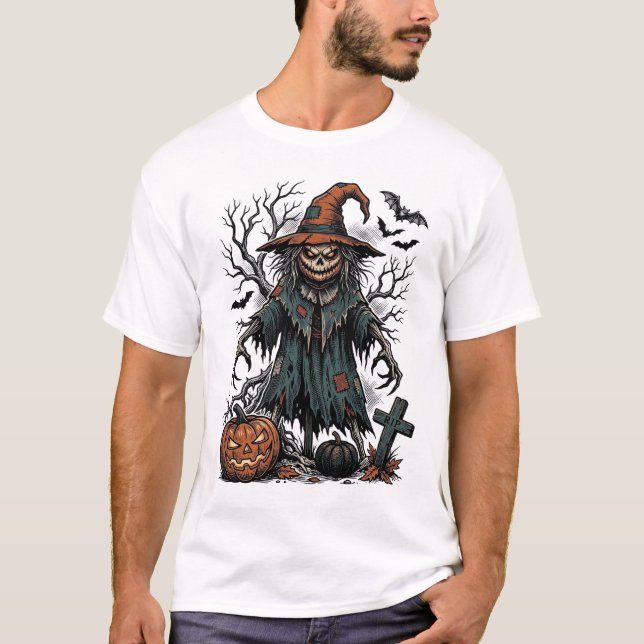 Camisa de Abóbora de Halloween do Espantalho da Br (Frente)