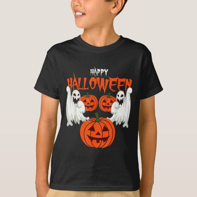 camisa de abóbora de Halloween outono fantasma  (Frente)