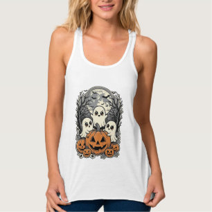 Camisa de Abóbora Fantasma Fofa Gravura Vintage Ha