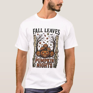 Camisa de Abóbora Vintage Folhas de Outono Colheit