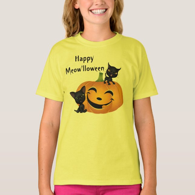 Camisa de Abóboras de Gatinhos Cujos Halloween (Frente)