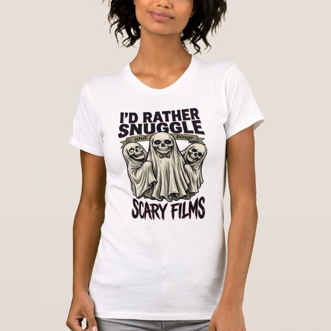 Camisa de Abraço de Terror Filme Noturno de Crânio (Frente)