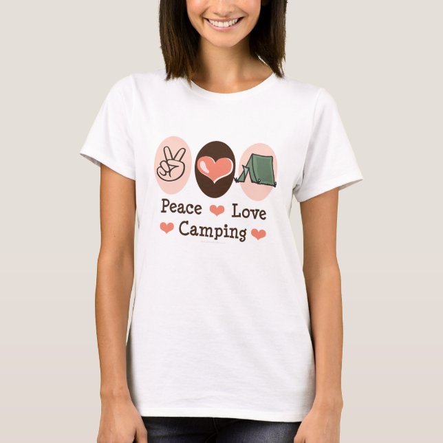 Camisa de acampamento do amor T da paz (Frente)