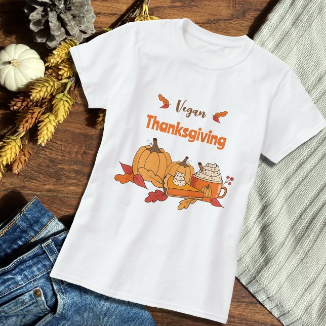 Camisa de Ação de Graças de Vegan (Vegan Thanksgiving white t-shirt .
)