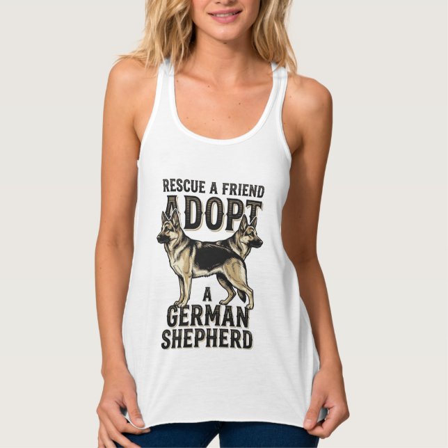 Camisa de Adoção de Pastor Alemão Resgate de Cacho (Frente)