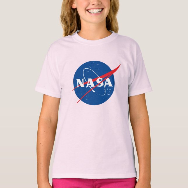 Camisa De Algodão Das Raparigas Da NASA Icônica (H (Frente)