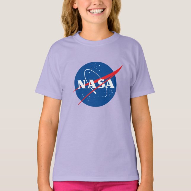 Camisa De Algodão Das Raparigas Da NASA (Nova Viol (Frente)