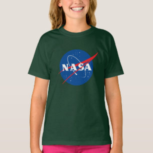 Camisa De Algodão Iconic NASA Girls' (Aurora Green