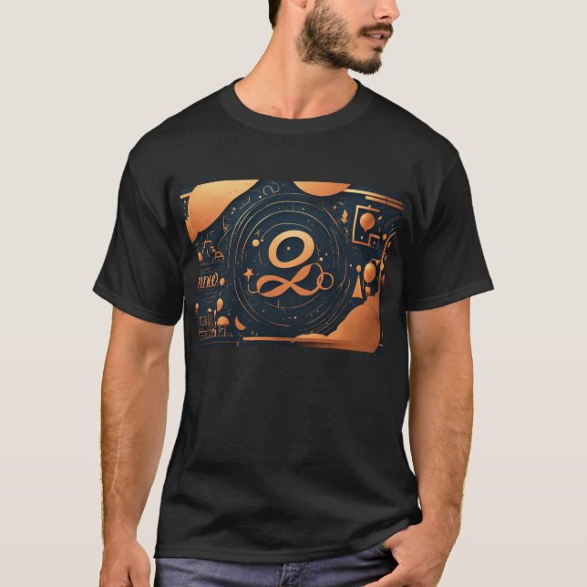 Camisa de algodão preta com design (Frente)