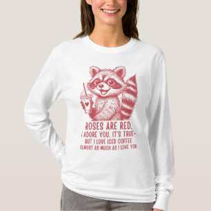 Camisa de Amor de Café Gelado de Guaxinim Fofo