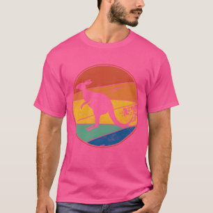 Camisa de animais canguru pôr do sol retrô anos 70