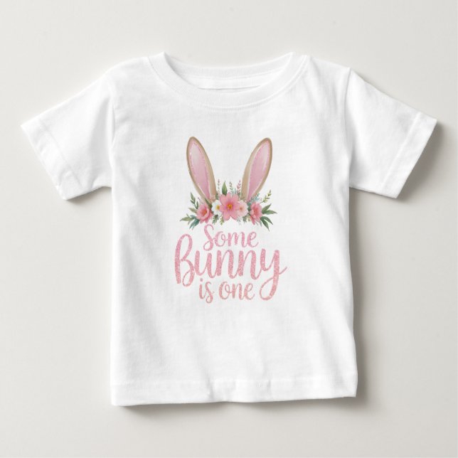 Camisa de aniversariante de um ano para menina com (Frente)