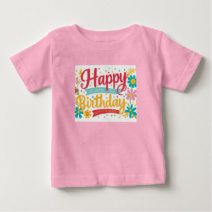 Camisa de aniversário colorida para crianças