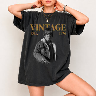 Camisa de aniversário com foto vintage personaliza