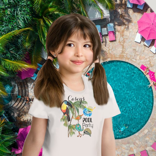 Camisa de aniversário da Festa de Piscina de Verão (Summer Fun Pool Party Birthday T-Shirt)