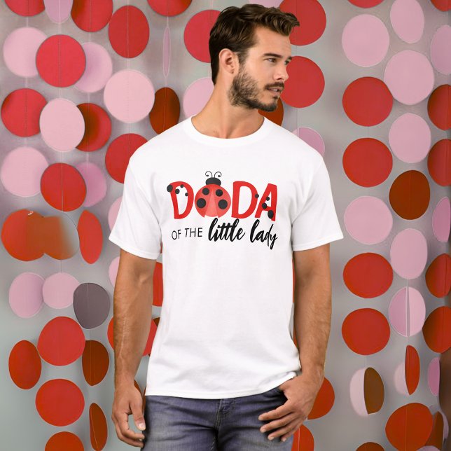 Camisa de Aniversário da Pequena Senhora Dada (Watercolor Ladybug Birthday Party Shirt for "Dada of the Little Lady")