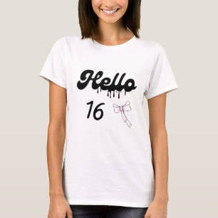 Camisa de aniversário de 16 anos fofa para meninas