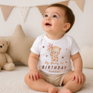 Camisa de Aniversário de 1 Ano do Ursinho Personal