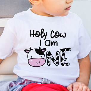 Camisa de Aniversário de 1 Ano Holy Cow I Am One B