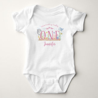 Camisa de Aniversário de 1 Ano Menina Aquarela Sob