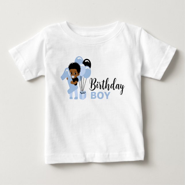 Camisa de aniversário de 1 ano para menino negro a (Frente)