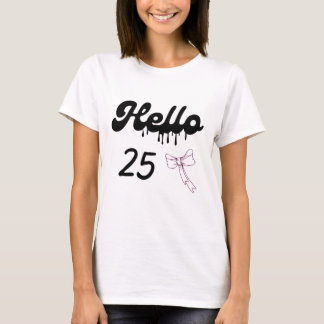 Camisa de aniversário de 25 anos fofa para meninas