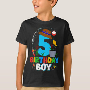 Camisa de aniversário de 5 anos para menino, pesca