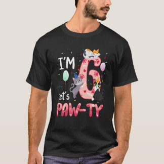 Camisa de Aniversário de 6 anos Menina Gato Gatito