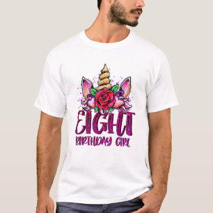 Camisa de aniversário de 8 anos Menina Camisa de a