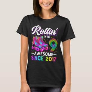 Camisa de Aniversário de 9 Anos Menina Nove 9 Anos