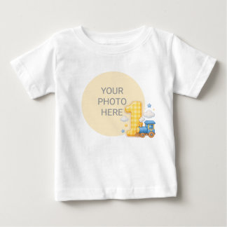 Camisa de aniversário de bebê com foto personaliza
