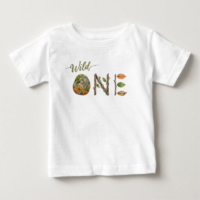 Camisa de Aniversário de Bebê Cool e Moderno Wild  (Frente)