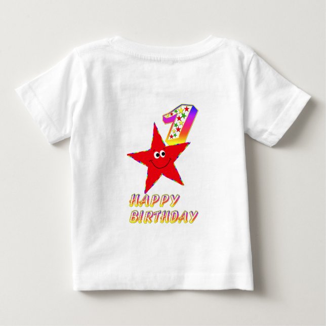 Camisa de aniversário de estrela azul-branca (Verso)