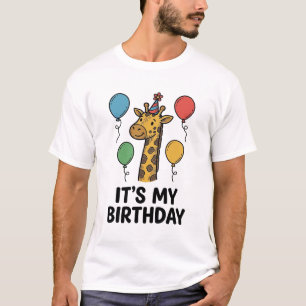 Camisa de aniversário de girafa fofa Design de fes