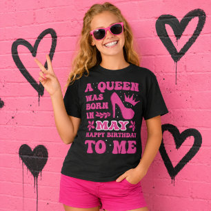 Camisa de aniversário de maio menina Rosa Princesa