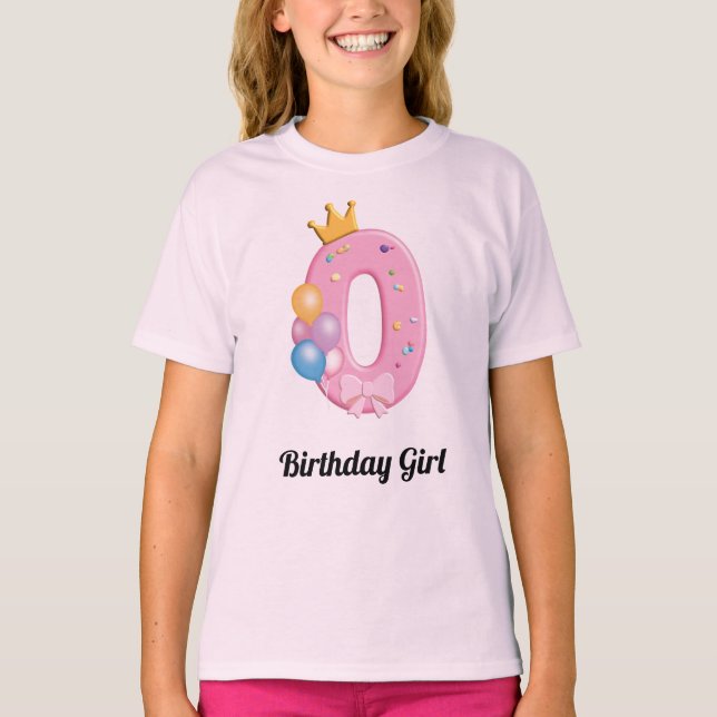 Camisa de Aniversário de Meninas Número 0 Tema Don (Frente)