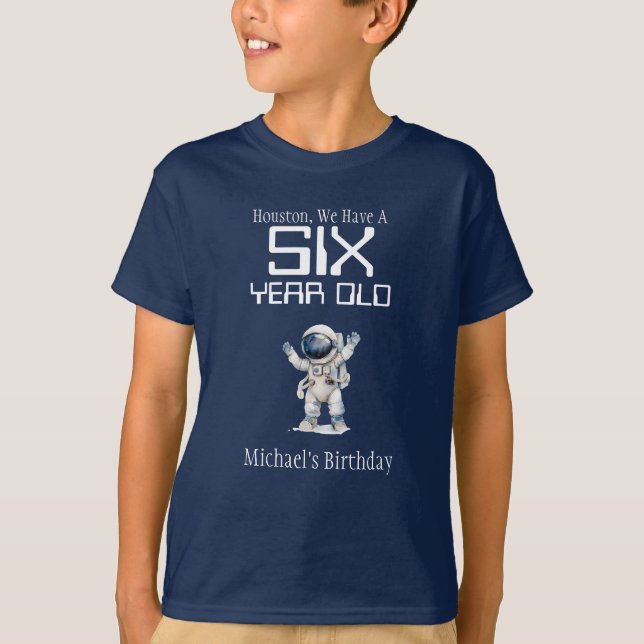 Camisa de aniversário de menino do espaço sideral (Frente)