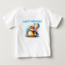 camisa de aniversário de patinho bebê fofo