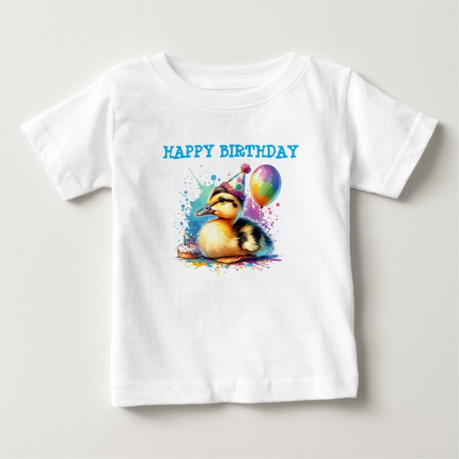camisa de aniversário de patinho bebê fofo (Frente)