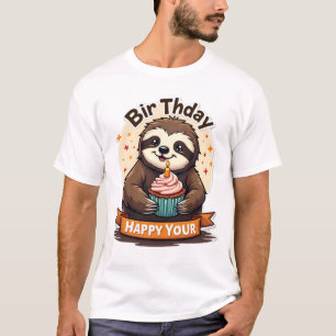 Camisa de Aniversário de Preguiça Gráfico de Anima