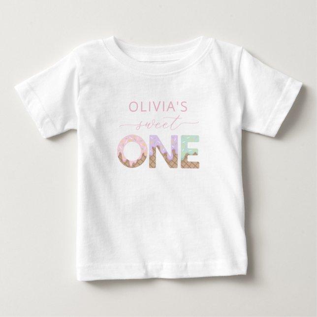 Camisa de Aniversário de Sorvete Sweet One (Frente)