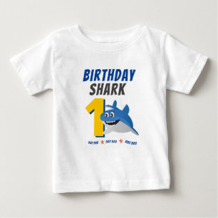 Camisa de aniversário de tubarão-bebê com idade
