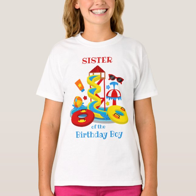Camisa de aniversário do parque aquático Irmã do P (Frente)