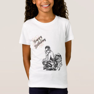 Camisa de aniversário feminino esboço de moda Chi