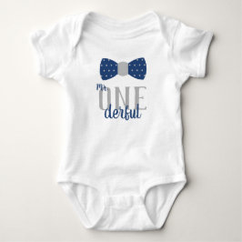 Camisa de Aniversário Mr ONEderful em Azul e Cinza