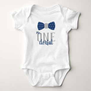 Camisa de Aniversário Mr ONEderful em Azul e Cinza